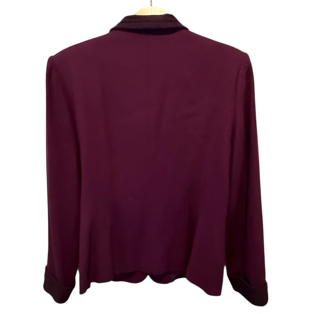 Kasper For A.S.L. Vintage Women's Deep Plum Purple Blazer Intricate Lace Design - Picture 4 of 6